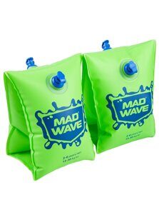 Нарукавники надувные для плавания Mad Wave, зеленый, 2-6 лет